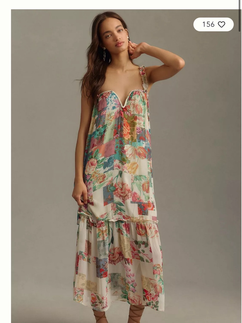 Anthropologie Chiffon Shift Patchwork Midi  Dress - Picture 2 of 9